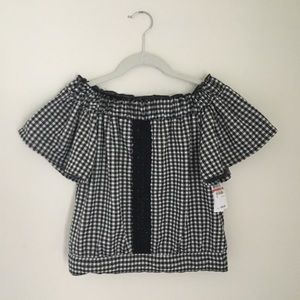 NWT Macy’s Gingham Off the Shoulder Top